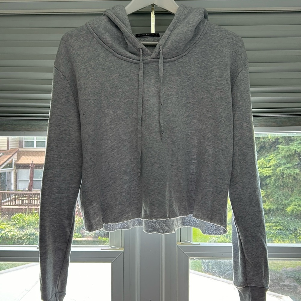 Gray brandy melville sweatshirt.  Cropped. Hoodie